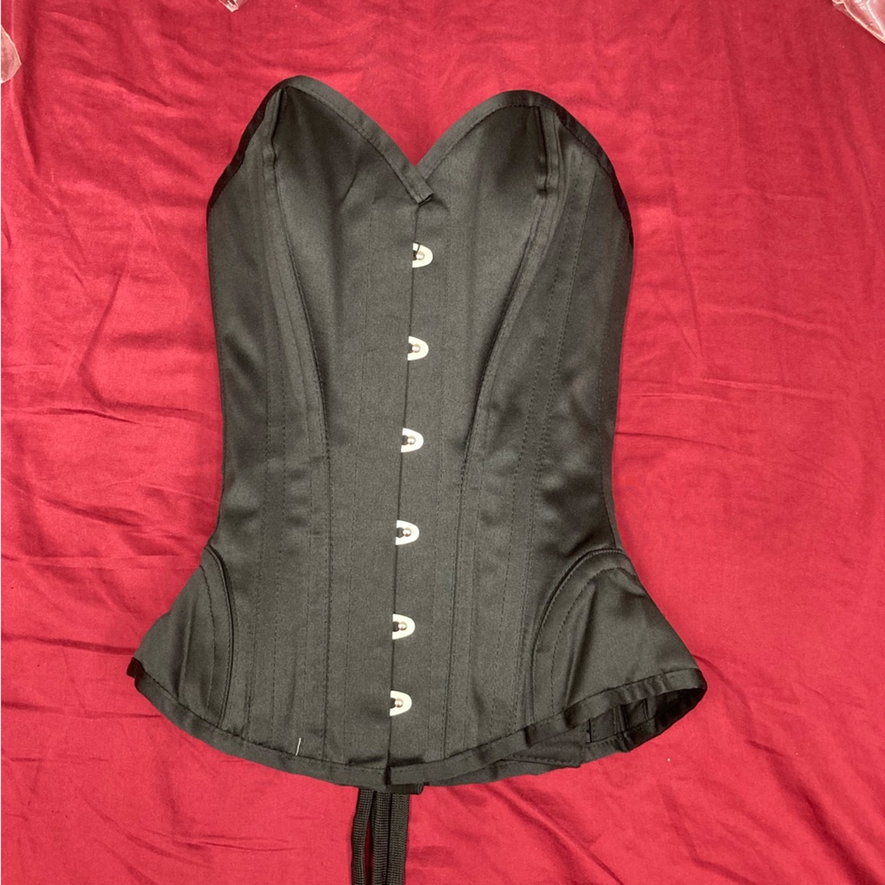 NWT! Corset Story Black satin Sexy Costume bunny magician vampire witch pinup